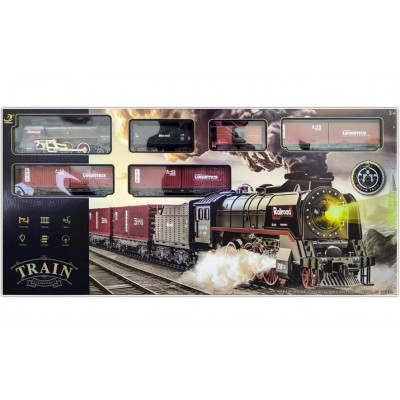 Железная дорога на аккумуляторе Classical Railroad 830 см - паровоз с паром + 5 вагонов, звук поезда, свет