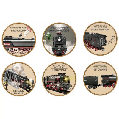Железная дорога на аккумуляторе Classical Railroad 830 см - паровоз с паром + 5 вагонов, звук поезда, свет