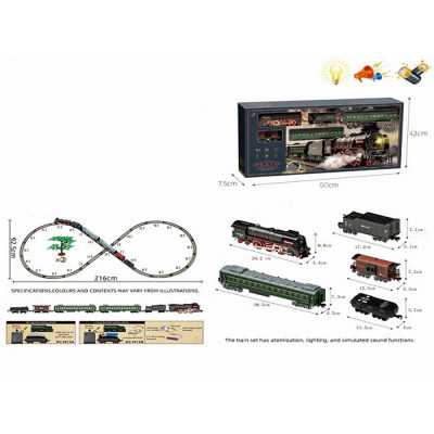 Железная дорога Р/У Classical Railroad Пассажирский поезд 660+ см - пар, звук, свет, на аккумуляторе