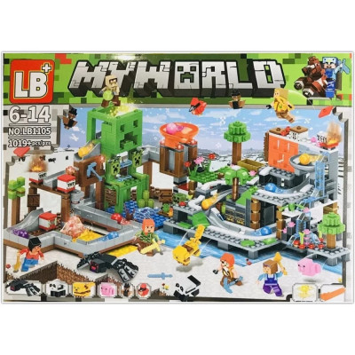 Конструктор MyWorld - Minecraft - Большая Шахта Крипера, 12 персонажей, LED-подсветка