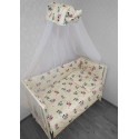 Комплект постільної білизни 9 в 1 з балдахіном та захистом бязь бавовна 100% в дитяче ліжечко