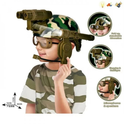 Тактический военный шлем детский - каска, бинокль, фонарик, рация (арт. BT1261)