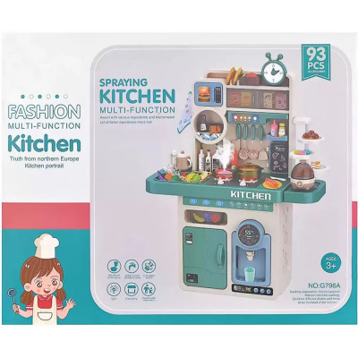 Детская игровая кухня 94 см - вода, пар, музыка, свет, яйцеварка, диспенсер, микроволновка - 89 предметов (арт. G796A)