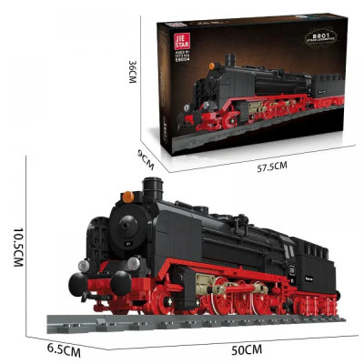 Конструктор Jie Star 59004 "Локомотив, паровоз BR01" 1173 деталей