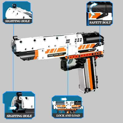 Конструктор Gudi 70001 "Пістолет Дігл Desert Eagle, Deagle, мета, 5 патронів" 345 деталей