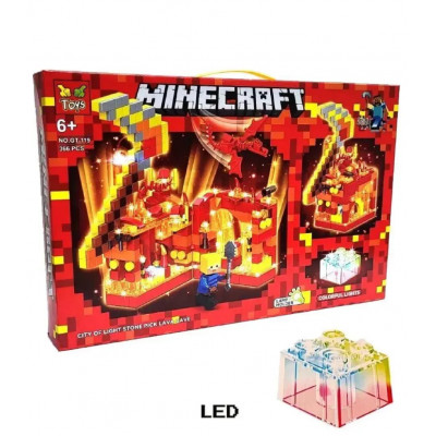 Конструктор Майнкрафт "Лавове село факела" (арт. GT-119) світлодіодне освітлення 366 деталей