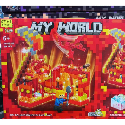 Конструктор Майнкрафт "Лавове село факела" (арт. GT-119) світлодіодне освітлення 366 деталей