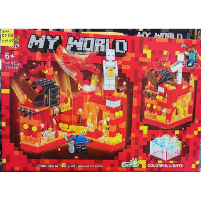 Конструктор Майнкрафт (арт. GT-107) "Вогненна печера" світлодіодне освітлення 330 деталей