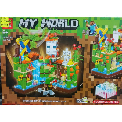Конструктор Майнкрафт (арт. GT-108 "Фортеця в джунглях") світлодіодне освітлення 330 деталей
