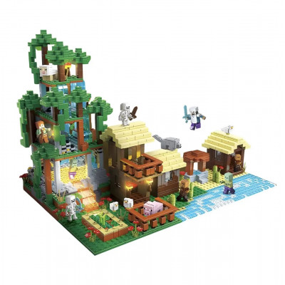 Конструктор Minecraft (арт. 6651) Село в джунглях з LED-підсвічуванням на 2106 деталей