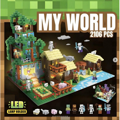 Конструктор Minecraft (арт. 6651) Село в джунглях з LED-підсвічуванням на 2106 деталей