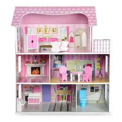 Деревянный кукольный домик с мебелью MD 1204