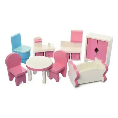 Деревянный кукольный домик с мебелью MD 1204